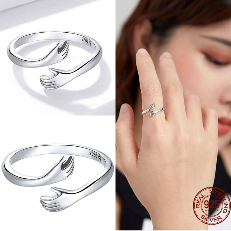 Peris Gems Adjustable Sterling Silver Ring for Women | Star Moon CZ Hug Love Rose Bird Open Rings for Women SHEIN Amazon Temu