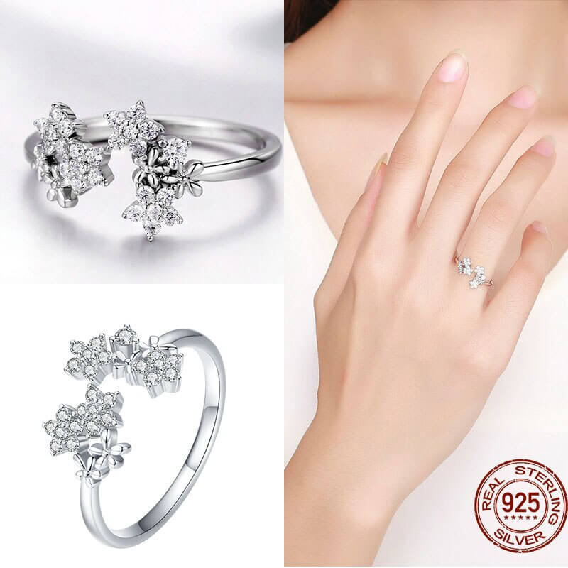 Peris Gems Adjustable Sterling Silver Ring for Women | Star Moon CZ Hug Love Rose Bird Open Rings for Women SHEIN Amazon Temu