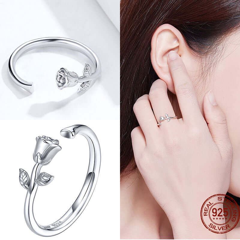Peris Gems Adjustable Sterling Silver Ring for Women | Star Moon CZ Hug Love Rose Bird Open Rings for Women SHEIN Amazon Temu