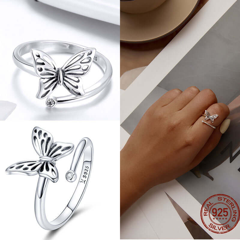 Peris Gems Adjustable Sterling Silver Ring for Women | Star Moon CZ Hug Love Rose Bird Open Rings for Women SHEIN Amazon Temu