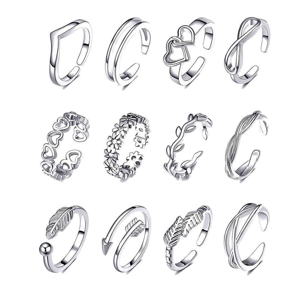 Peris Gems Adjustable Toe Rings for Women | 12pc Open Toe and Finger Rings SHEIN Amazon Temu