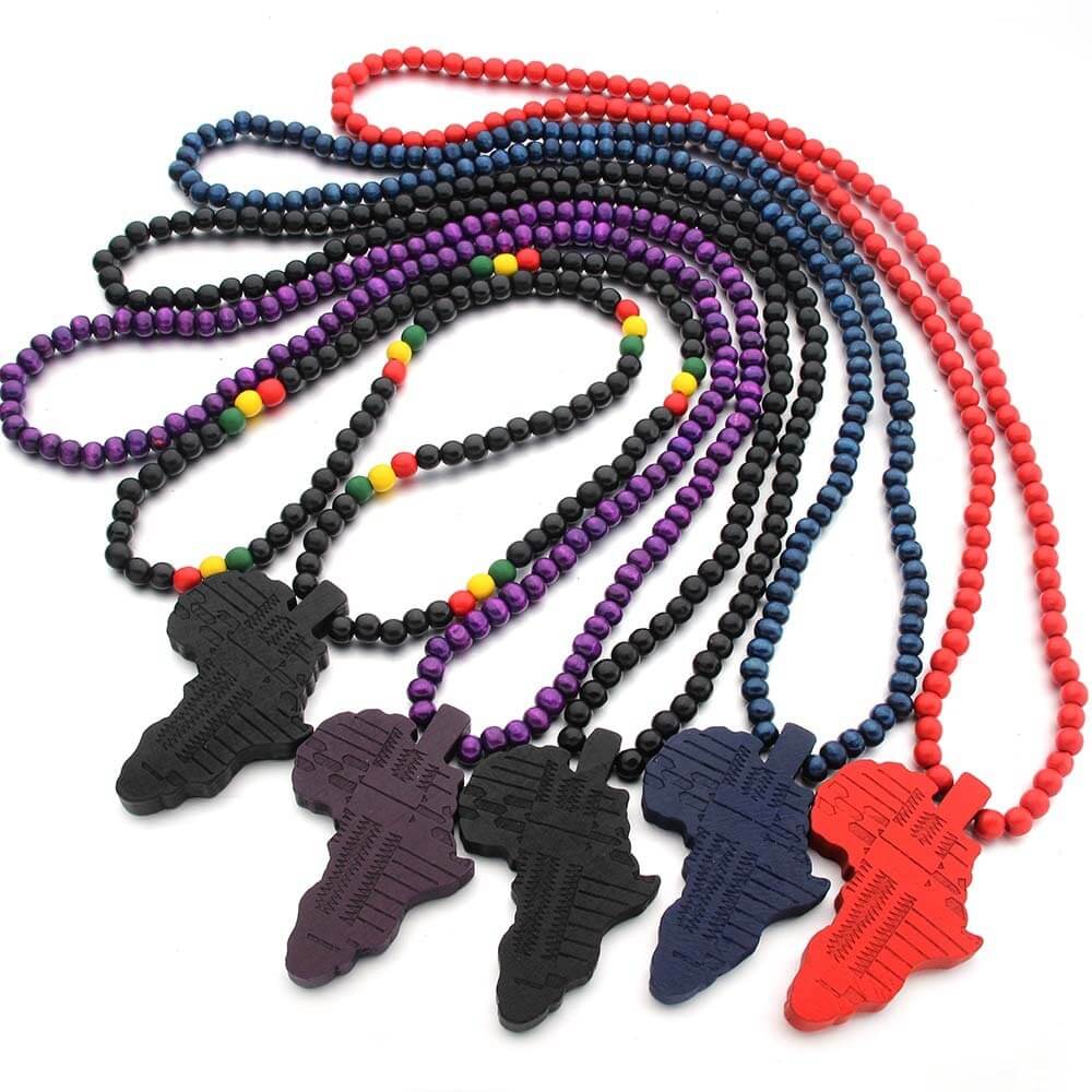 Peris Gems Africa Continent Map Beaded Necklace Unisex | Wood Necklace SHEIN Amazon Temu