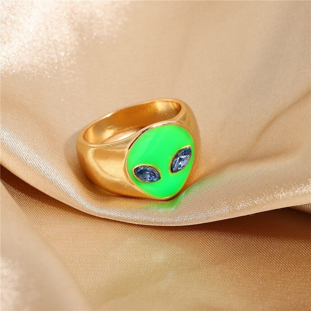 Peris Gems Alien Head Rings for Women | Gold Acrylic Space Alien Invasion Rings SHEIN Amazon Temu
