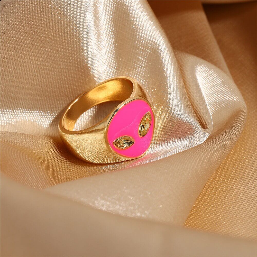Peris Gems Alien Head Rings for Women | Gold Acrylic Space Alien Invasion Rings SHEIN Amazon Temu
