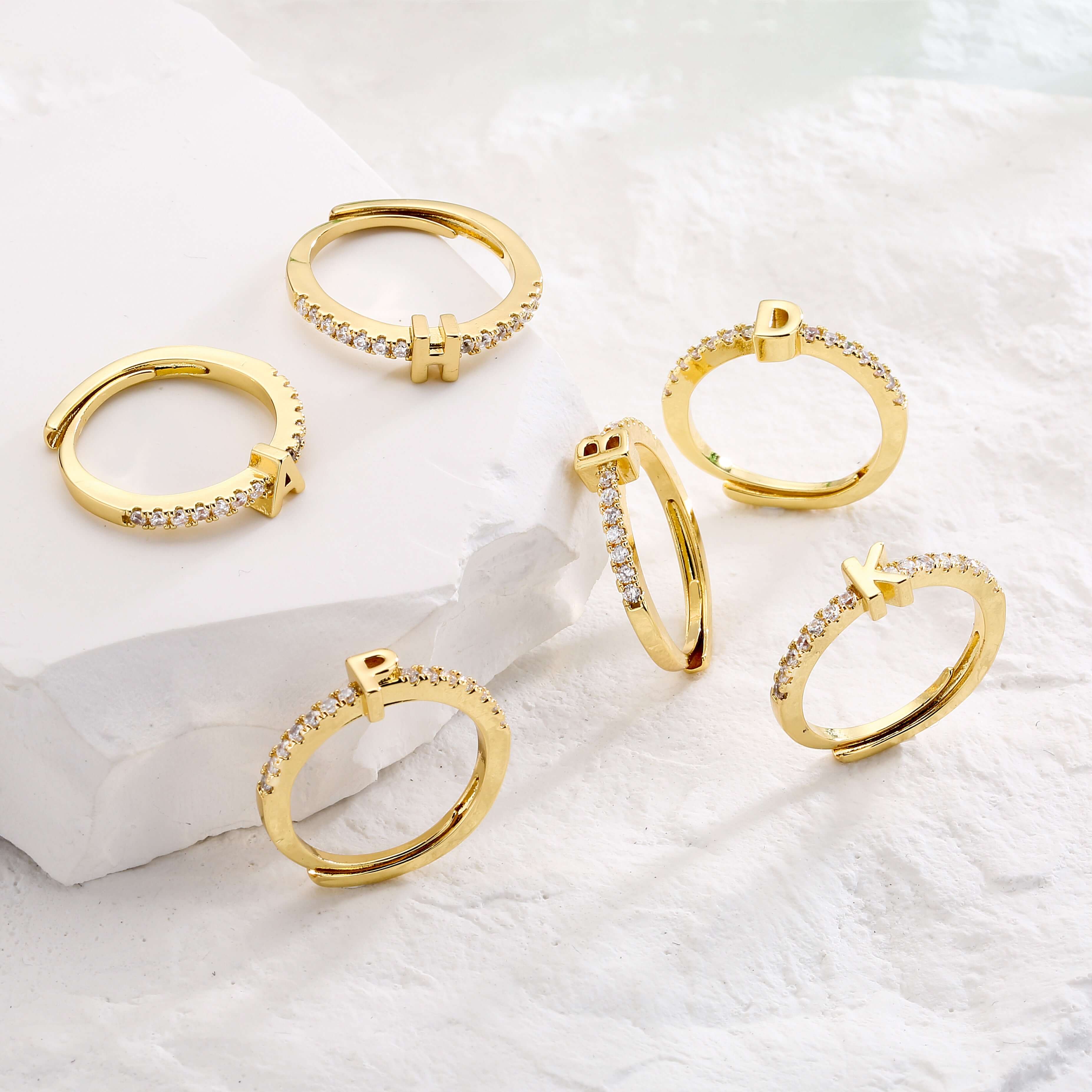 Peris Gems Alphabet Letters Initial Rings - Classic Adjustable Opening Gold Silver Ring SHEIN Amazon Temu