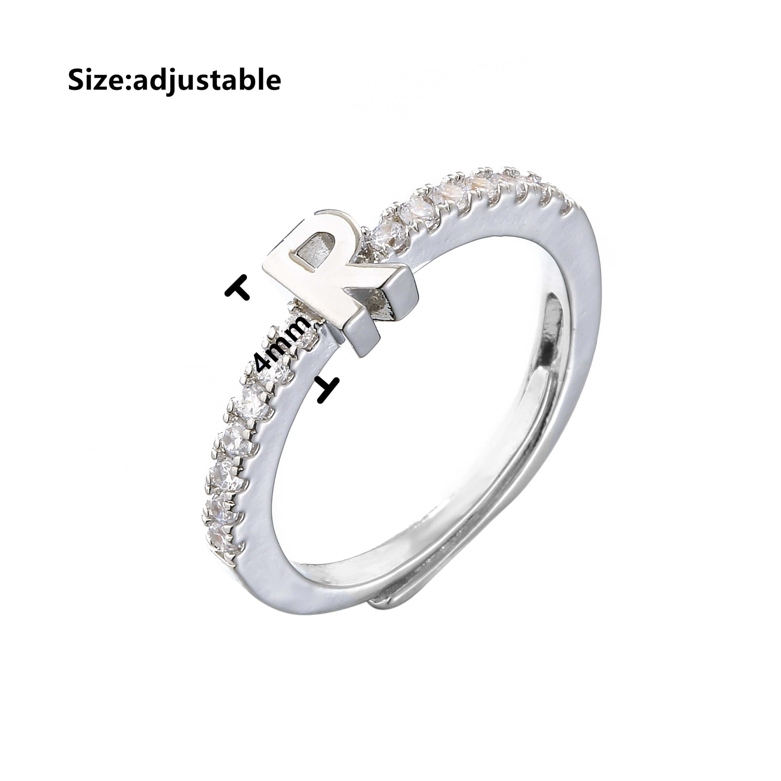 Peris Gems Alphabet Letters Initial Rings - Classic Adjustable Opening Gold Silver Ring SHEIN Amazon Temu