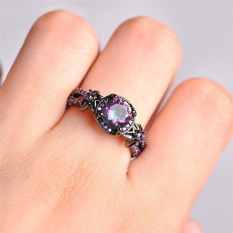Peris Gems Amethyst Diamond Rainbow Ring Unisex | Fire Topaz Flower Ring Amethyst Diamond Rainbow Ring Unisex | Fire Topaz SHEIN Amazon Temu