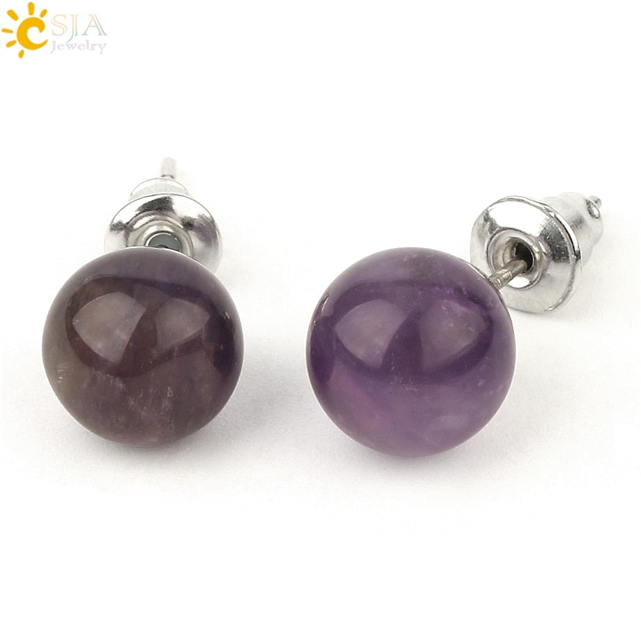 Peris Gems Amethyst Round 8mm Natural Quartz Stud Earrings for Women SHEIN Amazon Temu