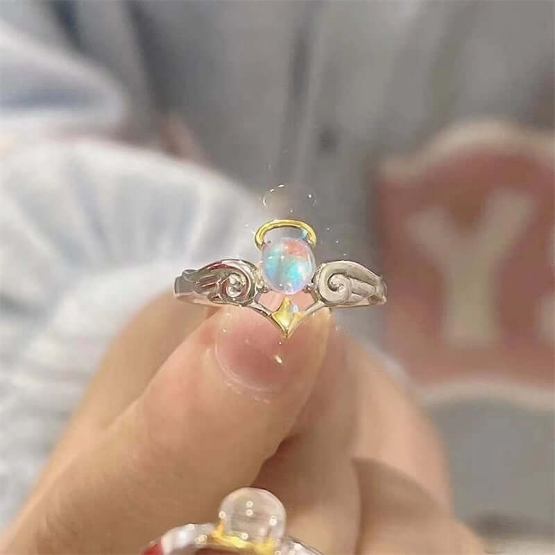 Peris Gems Angel Halo Opal 2pc Moonstone Angel and Demon Adjustable Rings for Women SHEIN Amazon Temu