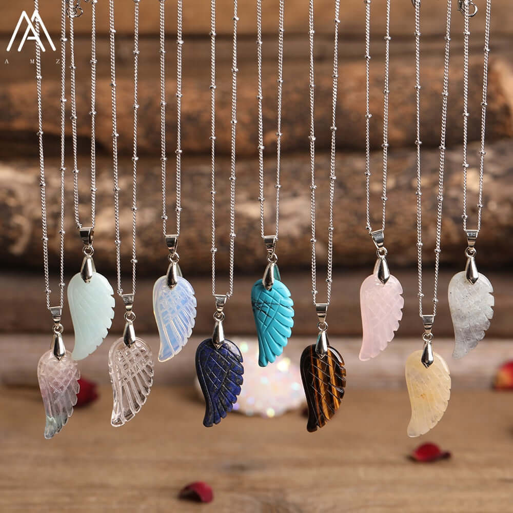 Peris Gems Angel Wing Labradorite Choker Necklace - Quartz Crystal Angel Wings SHEIN Amazon Temu