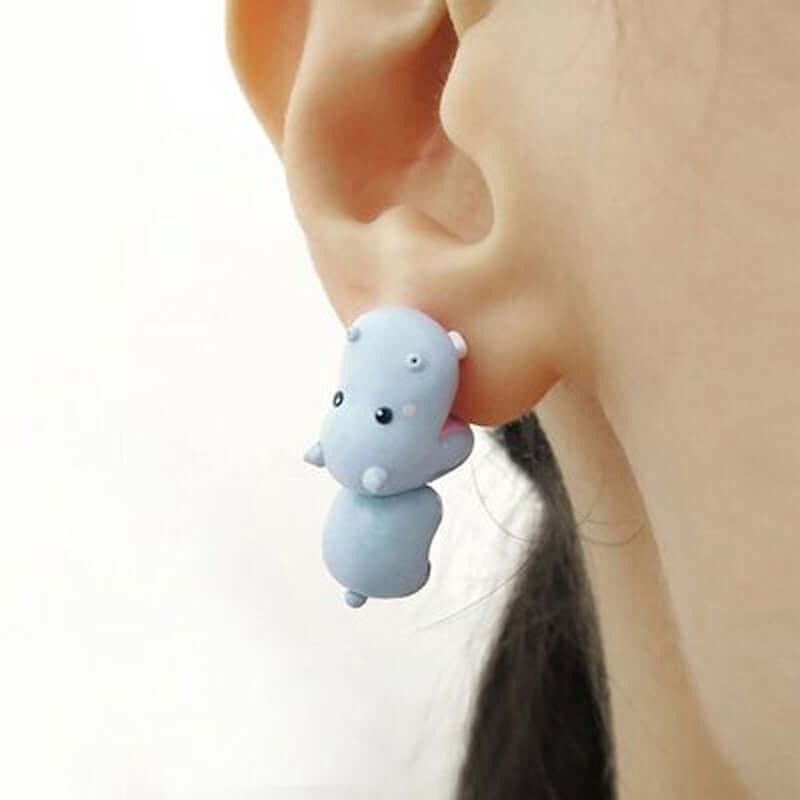 Peris Gems Animal Cartoon Stud Earring for Women | Cute Dinosaur Little Dog Whale Clay Bite Earrings Animal Cartoon Stud Earring for Women | Dinosaur Earrings SHEIN Amazon Temu