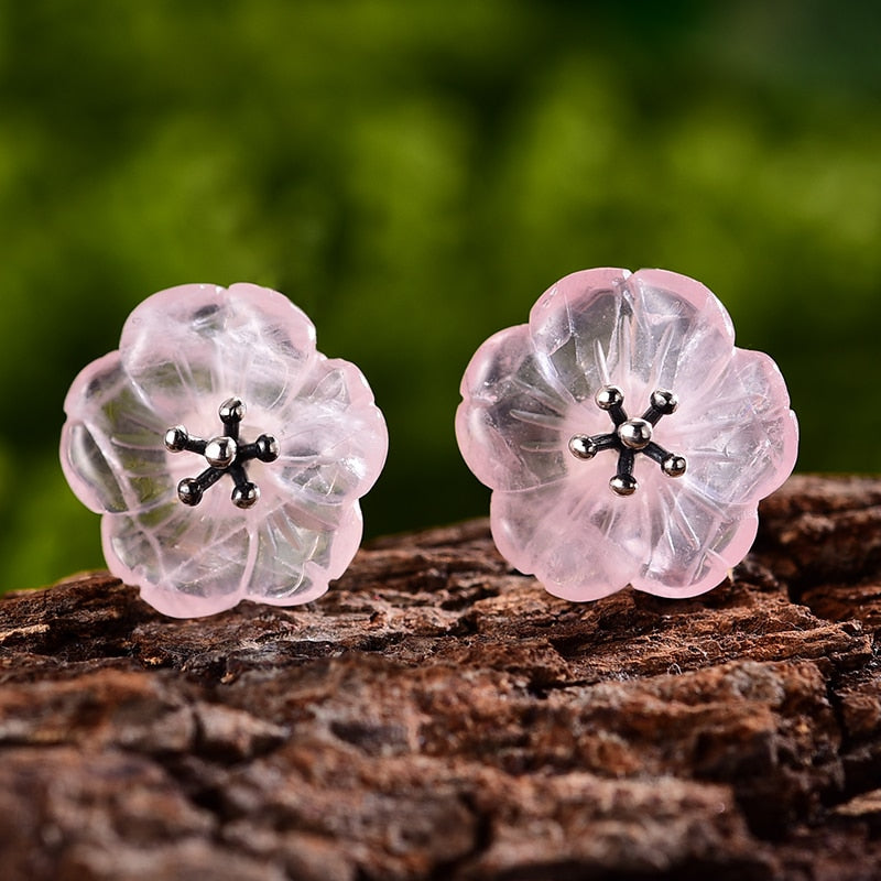 Peris Gems Antique Silver Pink Crystal Daisy Flower Stud Earrings for Women | Rose Flower Earrings Crystal Daisy Flower Stud Earrings | Rose Flower Earrings SHEIN Amazon Temu