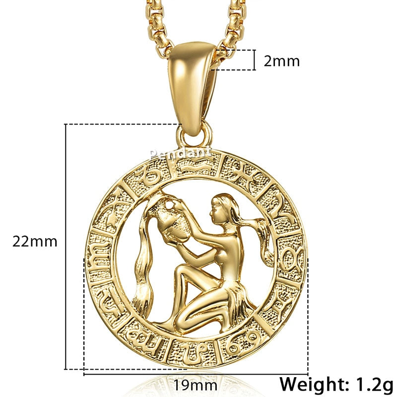 Peris Gems Aquarius / Pendant Only Gold Horoscope Animal Necklaces | Zodiac Pendant Necklace SHEIN Amazon Temu