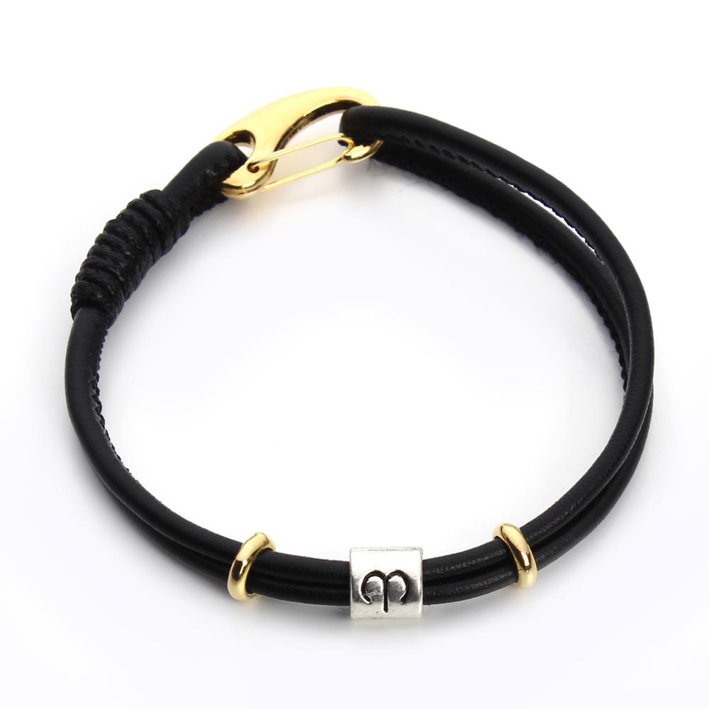 Peris Gems Aries Gold Leather Zodiac Sign Bracelet Unisex | Silver Leather Bracelet Leather Zodiac Sign Bracelet Unisex |Silver Leather Bracelet SHEIN Amazon Temu