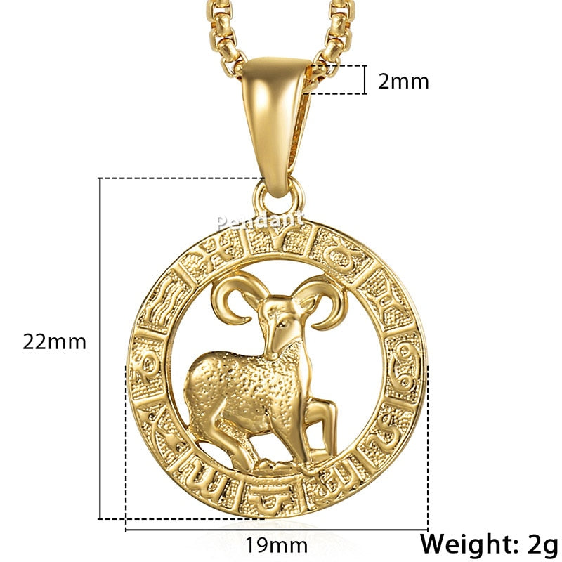 Peris Gems Aries / Pendant Only Gold Horoscope Animal Necklaces | Zodiac Pendant Necklace SHEIN Amazon Temu