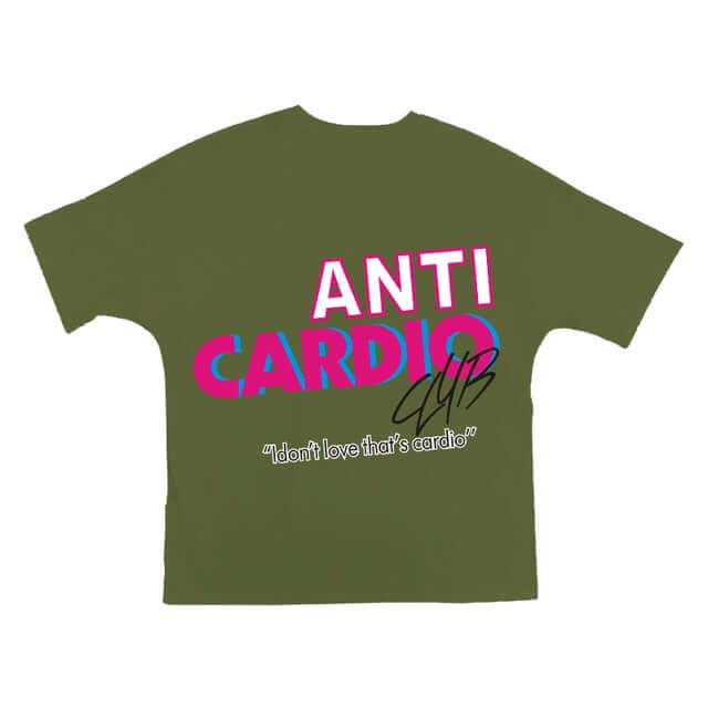 Peris Gems Army green / M Anti-Cardio Oversized Cotton Tee for Men | Gym Bro Bulking Shirt Anti-Cardio Oversized Cotton Tee | Gym Bro Bulking Shirt SHEIN Amazon Temu
