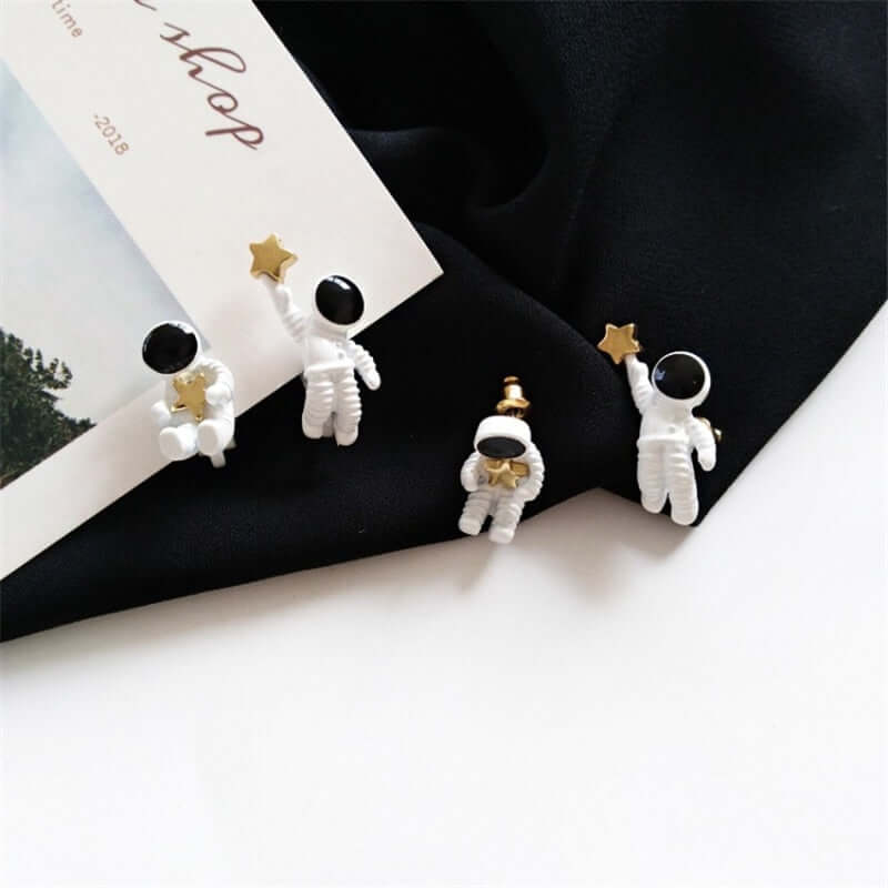 Peris Gems Astronaut Star Stud Ear Clip Earrings for Women | Space Astronaut Gold Stud Earrings for Women SHEIN Amazon Temu