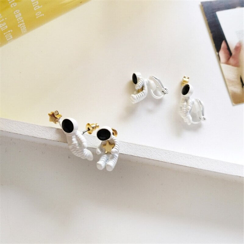 Peris Gems Astronaut Star Stud Ear Clip Earrings for Women | Space Astronaut Gold Stud Earrings for Women SHEIN Amazon Temu