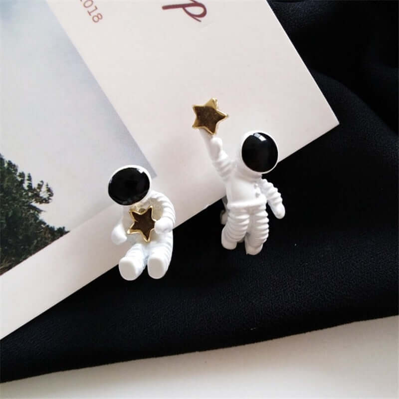 Peris Gems Astronaut Star Stud Ear Clip Earrings for Women | Space Astronaut Gold Stud Earrings for Women SHEIN Amazon Temu