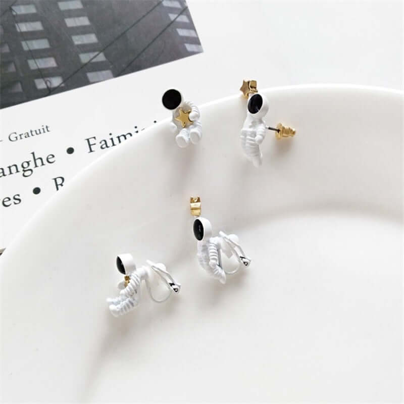 Peris Gems Astronaut Star Stud Ear Clip Earrings for Women | Space Astronaut Gold Stud Earrings for Women SHEIN Amazon Temu