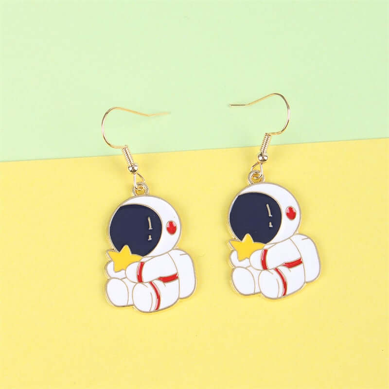 Peris Gems Astronaut Star Stud Ear Clip Earrings for Women | Space Astronaut Gold Stud Earrings for Women SHEIN Amazon Temu