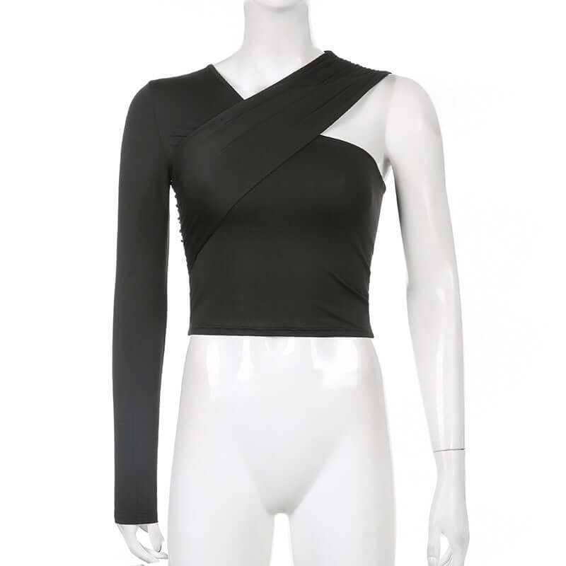Peris Gems Asymmetrical V Neck One-Shoulder Solid Slim Shirt for Women | Cute Crop Top for Women SHEIN Amazon Temu