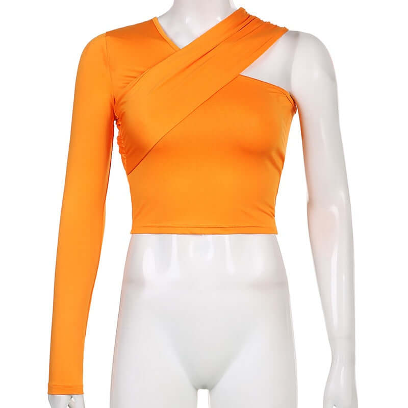 Peris Gems Asymmetrical V Neck One-Shoulder Solid Slim Shirt for Women | Cute Crop Top for Women SHEIN Amazon Temu