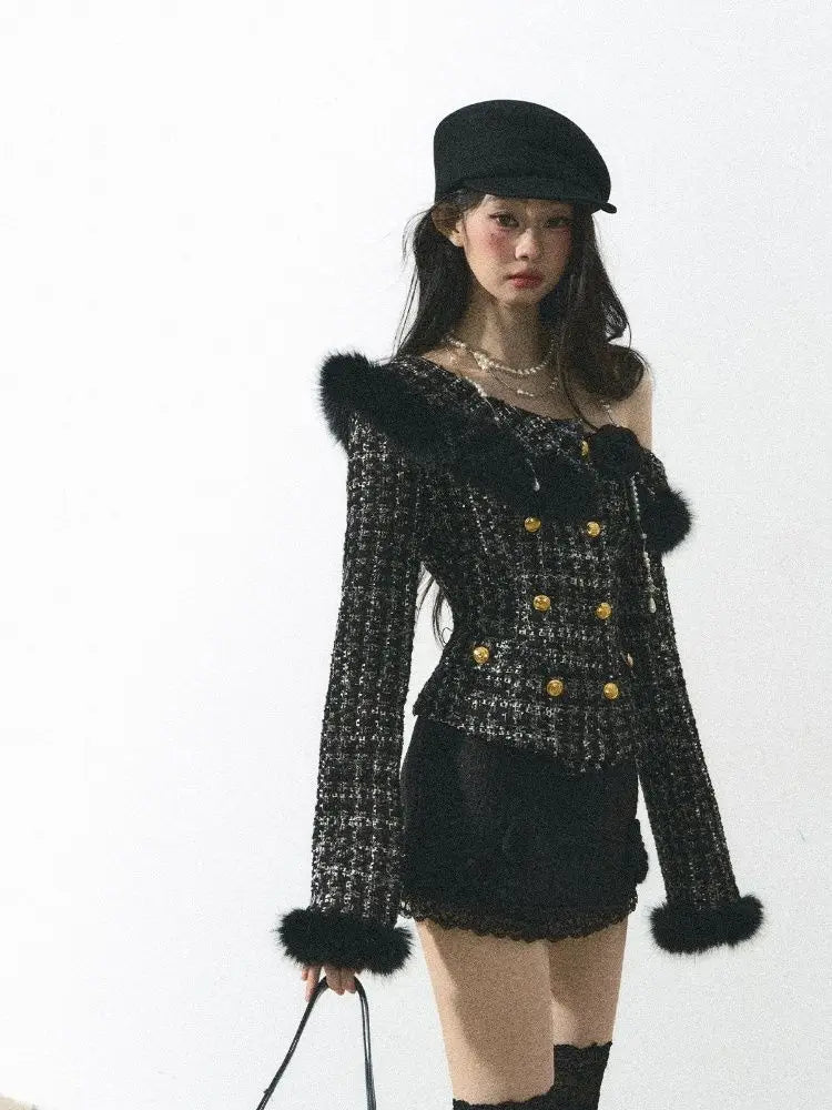 Peris Gems Autumn/Winter Socialite Temperament Off Shoulder Slimming Cardigan Coat+High Waist Mini Skirt Set Two Piece Sets Women Outfits Autumn/Winter Socialite Temperament Off Shoulder Slimming Cardigan Coat+High Waist Mini Skirt Set Two Piece Sets Women Outfits SHEIN Amazon Temu