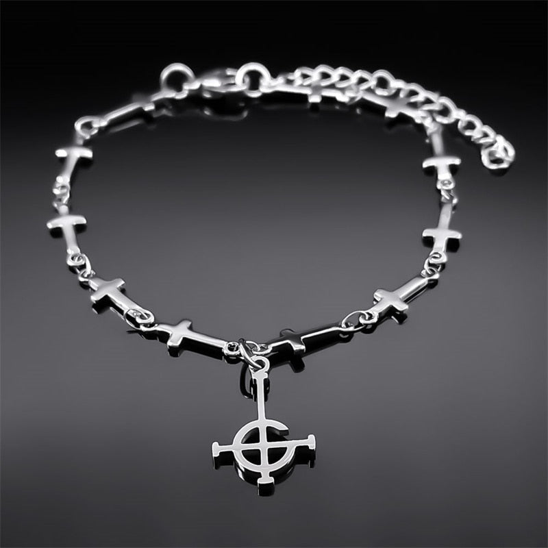 Peris Gems B 18cm 5cm SR Stainless Silver Ghoul Cross Bracelets for Women SHEIN Amazon Temu