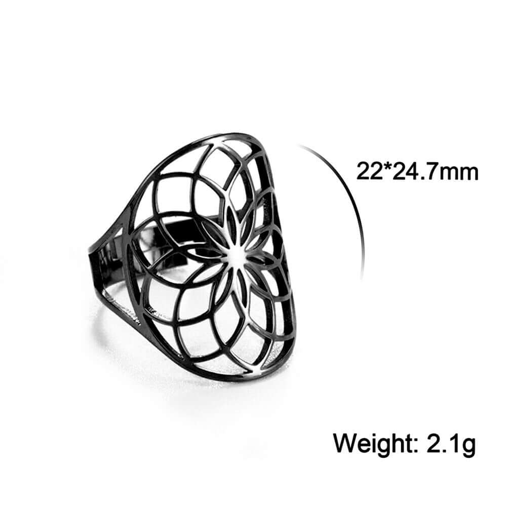 Peris Gems B - Black / Adjustable Adjustable Skyrim Flower of Life Stainless Amulet Ring for Women Adjustable Skyrim Flower of Life Stainless Amulet Ring SHEIN Amazon Temu