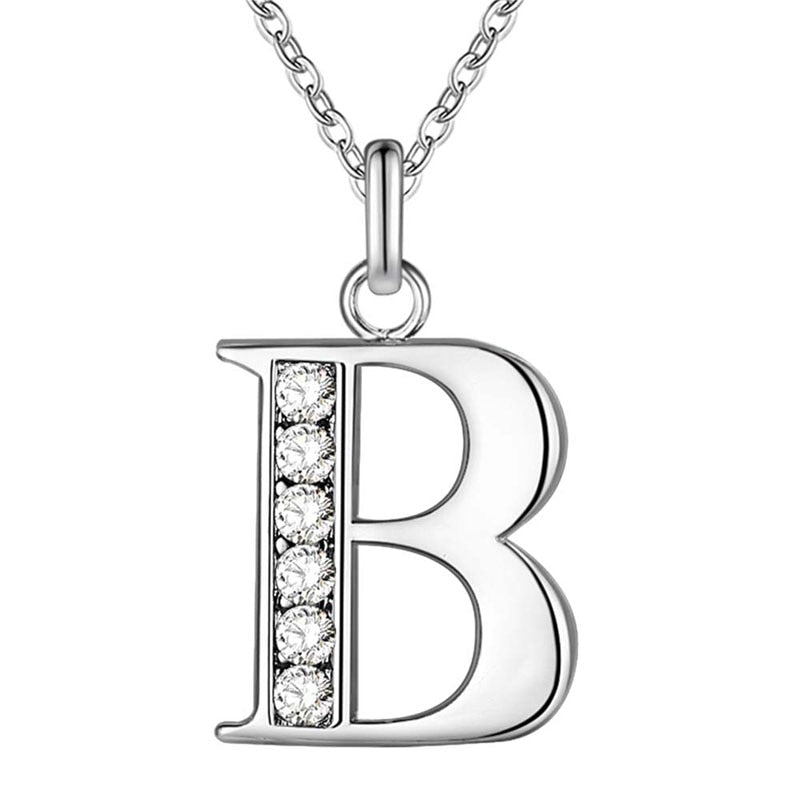 Peris Gems B Initial Letter Silver Diamond Necklaces | Elegant Unisex Initial Necklace SHEIN Amazon Temu