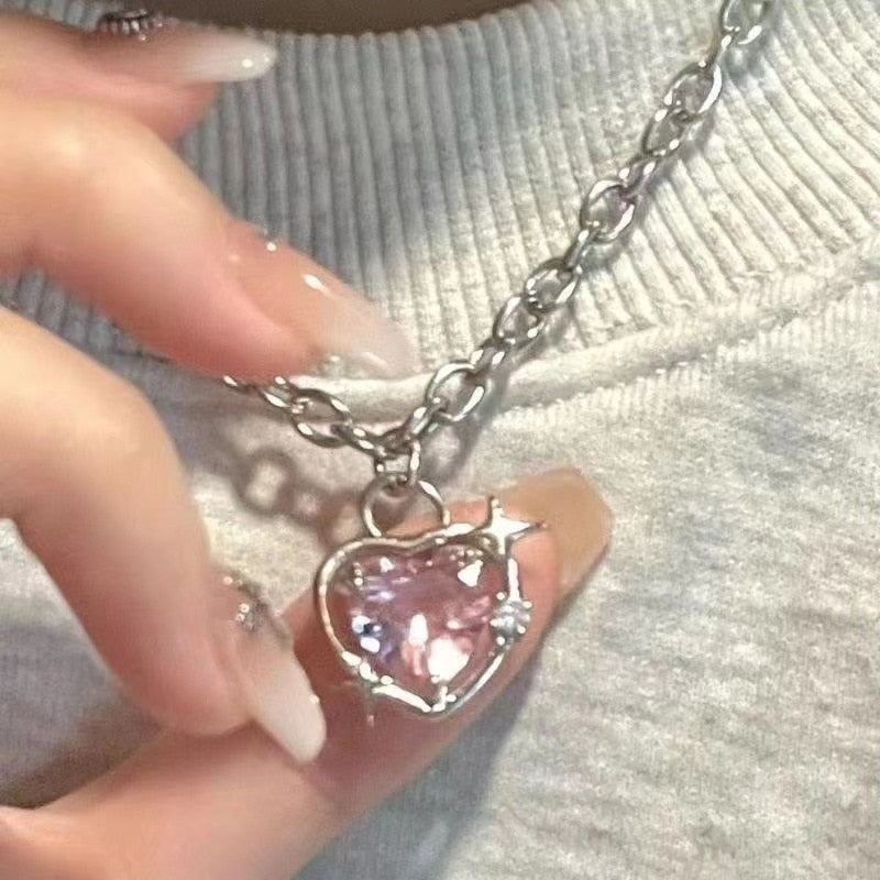 Peris Gems B Necklace Pink Goth Heart Drop Earrings for Women | Aesthetic Gothic Earrings SHEIN Amazon Temu