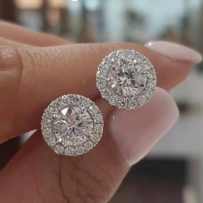 Peris Gems B-silver Diamond Silver Princess Earrings for Women | Gold Silver Hoop Stud Bridal Earrings SHEIN Amazon Temu
