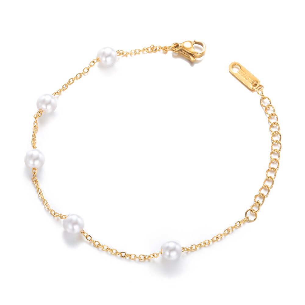 Peris Gems B1032G-2 Half Pearl Hald Gold Thick Chain Bracelet for Women SHEIN Amazon Temu