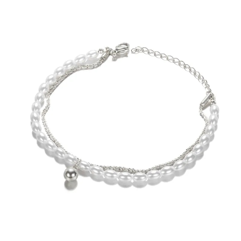 Peris Gems B906P-3 Half Pearl Hald Gold Thick Chain Bracelet for Women SHEIN Amazon Temu