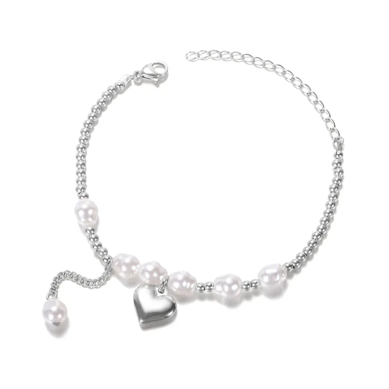 Peris Gems B912P-1 Half Pearl Hald Gold Thick Chain Bracelet for Women SHEIN Amazon Temu