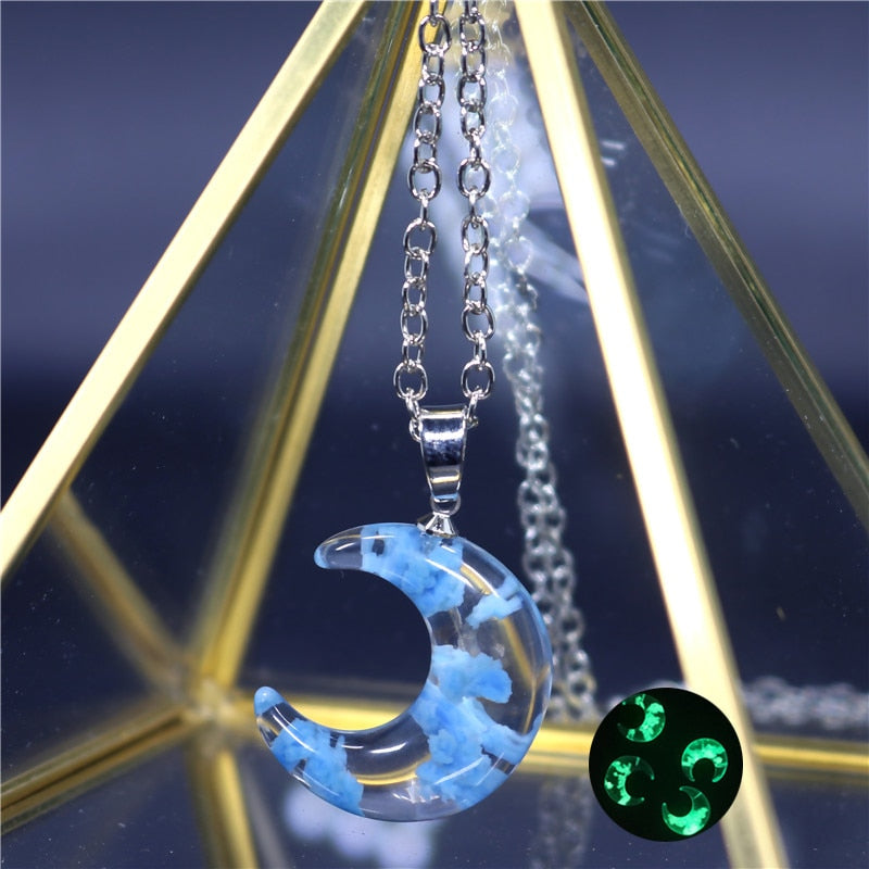 Peris Gems Baby Blue Moon Transparent Resin Round Ball Pendant Necklace - Blue Sky White Cloud Chain Necklace SHEIN Amazon Temu