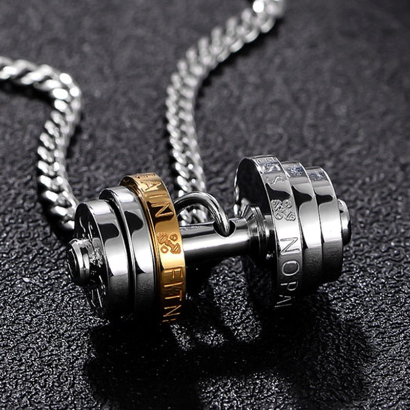 Peris Gems Barbell Dumbbell Necklace for Men | Stainless Steel Gym Jewelry Barbell Dumbbell Necklace for Men | Stainless Gym Jewelry SHEIN Amazon Temu