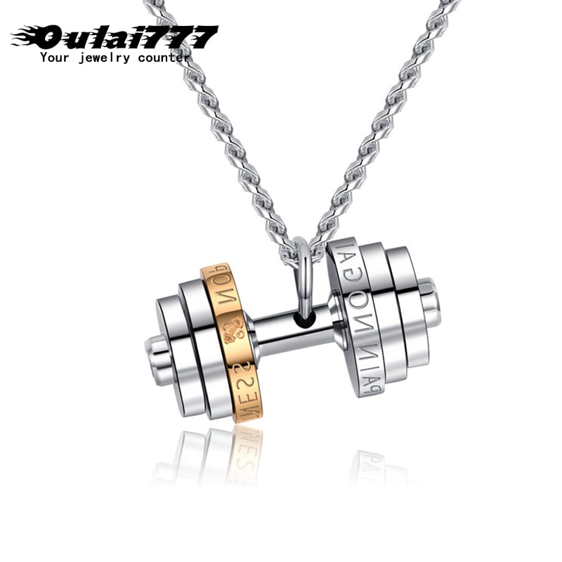 Peris Gems Barbell Dumbbell Necklace for Men | Stainless Steel Gym Jewelry Barbell Dumbbell Necklace for Men | Stainless Gym Jewelry SHEIN Amazon Temu