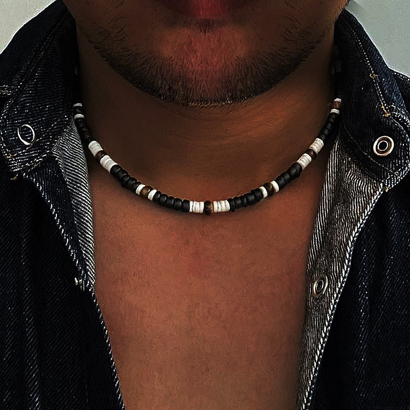 Peris Gems  Beach Surfer Necklace for Men | Black Coconut Shell Beaded Necklaces SHEIN Amazon Temu