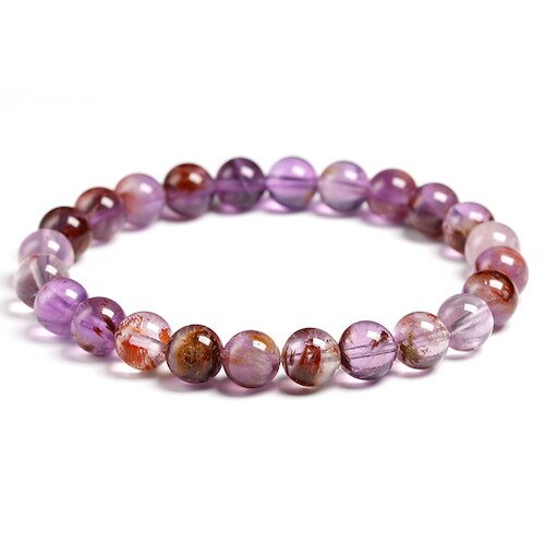 Peris Gems Beads 8mm / 16cm 6.3inch Natural Auralite Amethyst Round Bead Bracelets Unisex SHEIN Amazon Temu