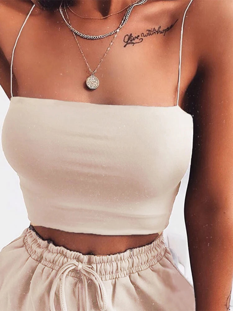 Peris Gems Beige / M 2024 New Fashion Women Spaghetti Strap Crop Top Sexy Bodycon Sleeveless Cami Tube Top Basic Plain Camisole 2024 New Fashion Women Spaghetti Strap Crop Top Sexy Bodycon Sleeveless Cami Tube Top Basic Plain Camisole SHEIN Amazon Temu