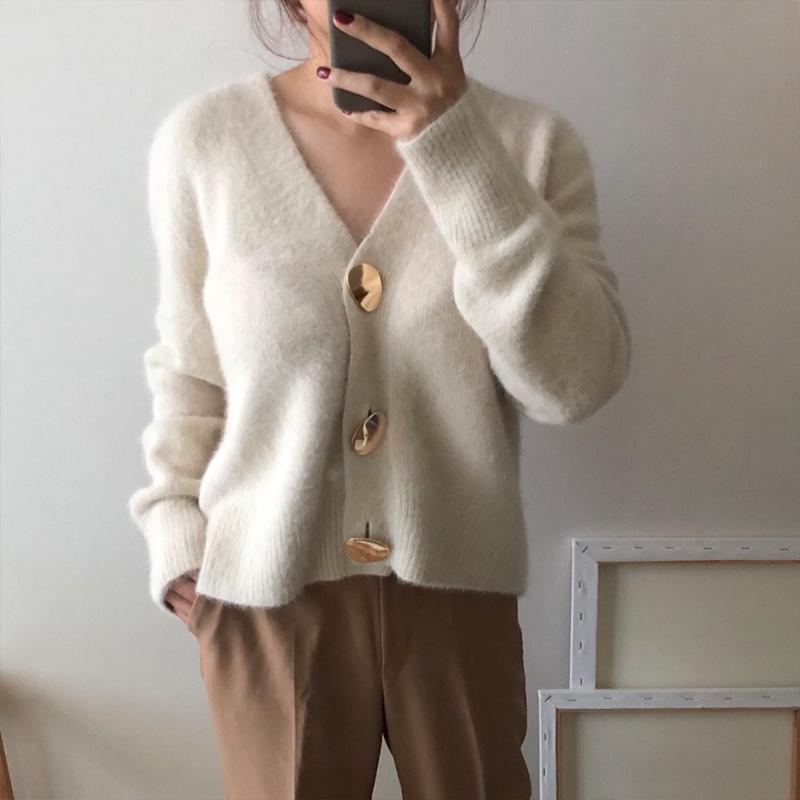 Peris Gems Beige / M / China Gold Button Wool Cardigan for Women | Casual Warm Sweaters SHEIN Amazon Temu