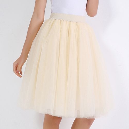 Peris Gems beige / One Size Pleated 5-Layer Tulle Skirt for Women | Fairy Midi Skirts SHEIN Amazon Temu