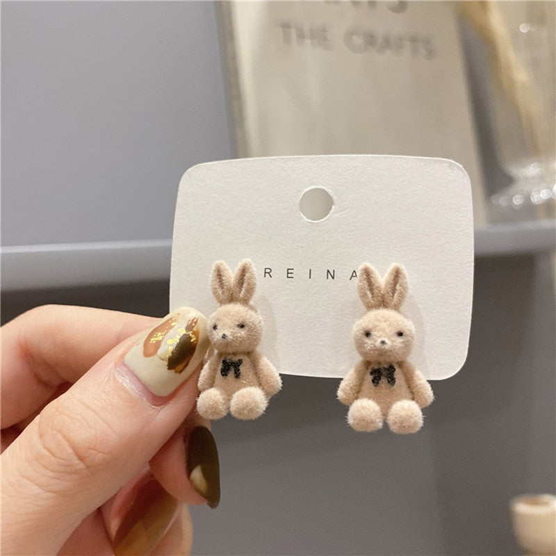 Peris Gems Beige Rabbit Velvet Rabbit Bear Stud Earrings for Women | Teddy Bear and Rabbit Earrings Velvet Rabbit Bear Stud Earrings for Women Teddy Bear Rabbit SHEIN Amazon Temu