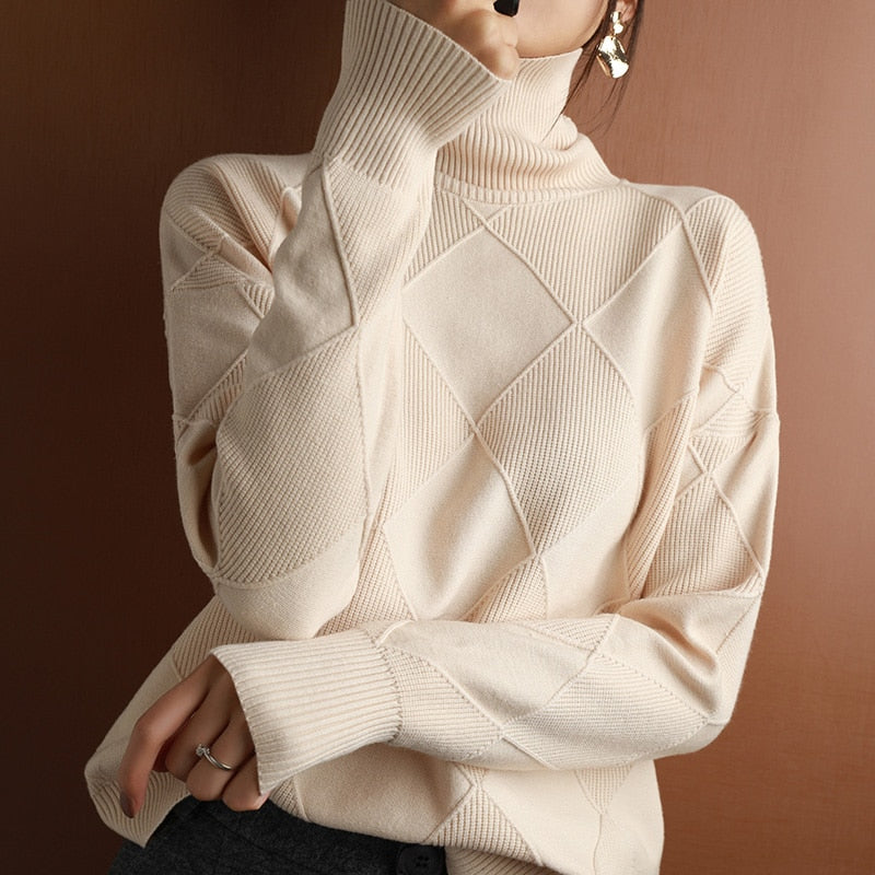 Peris Gems  Beige / S Cashmere Turtleneck Sweater for Women | Oversized Sweater SHEIN Amazon Temu