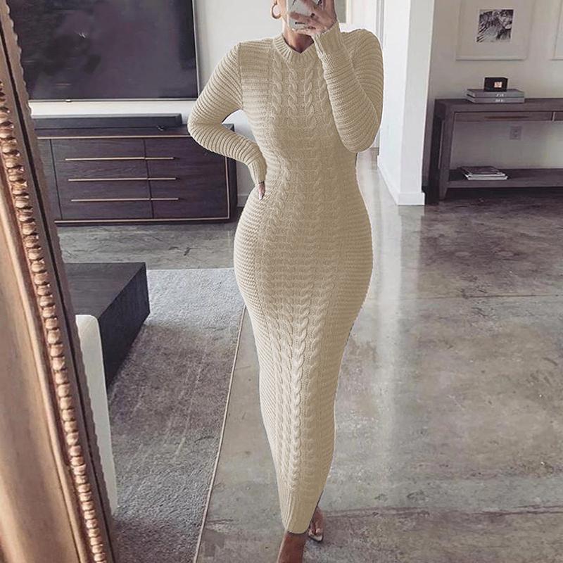 Peris Gems Beige / S Knitted Lace Up Maxi Dress for Women | Thin Wool Knitted Lace Up Maxi Dress for Women | Thin Wool Dress SHEIN Amazon Temu