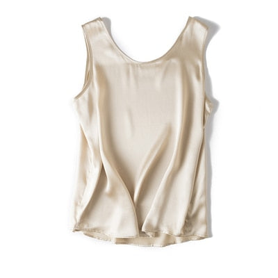 Peris Gems Beige / S Sleeveless Satin Tank Top Shirt for Women | Cozy Silk Chic Vest Sleeveless Satin Tank Top Shirt for Women | Silk Chic Vest SHEIN Amazon Temu