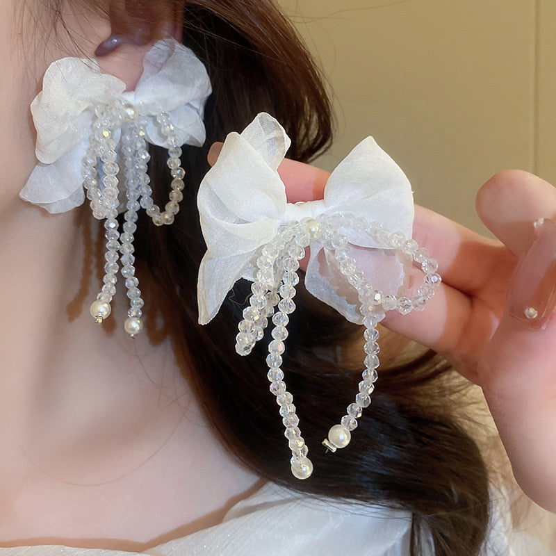Peris Gems Big Cloth Flower and Pearl Dangle Tassel Earrings for Women SHEIN Amazon Temu