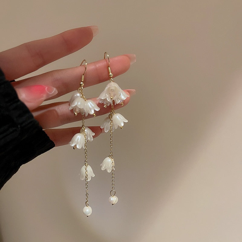 Peris Gems Big Cloth Flower and Pearl Dangle Tassel Earrings for Women SHEIN Amazon Temu